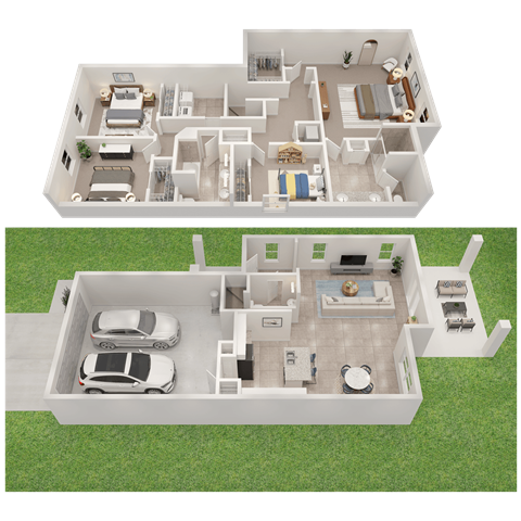Floor plan for 4 beds, 2.5 baths, 2160 sqft